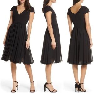 DRESS THE POPULATION Corey Fit and Flare Dress Black Size S
